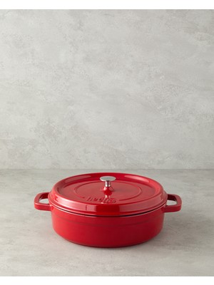 English Home Hecha Demir Döküm Sığ Tencere 28 cm Kırmızı