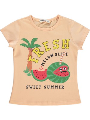 Civil Girls Kız Çocuk Tişört 2-5 Yaş Yumuşak Şeftali
