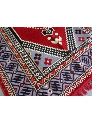 Tekno Trust Düz Saçak Kırmızılı Anadolu Motifli Kilim, Kaliteli, Yıkanabilir, Kolay Temizlenen, Sıfır, Kilim 24