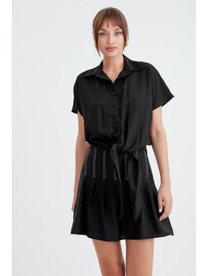 Vitrin Pileli Mini Etek