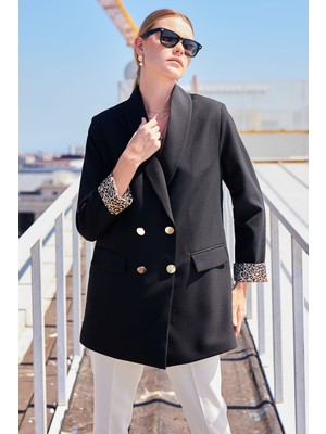Bigdart 0704 Düğme Detaylı Blazer Ceket - Siyah