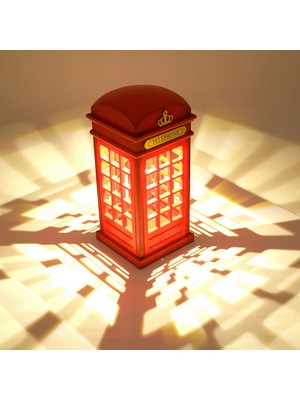 Silhouette Ayarlanabilir Retro Londra Telefon Kulübesi Gece Lambası USB Pil Çift Kullanımlı LED Başucu Masa Lambası (Yurt Dışından)