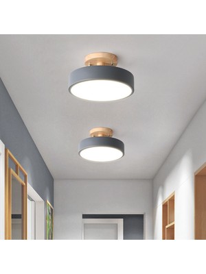 Silhouette Tavan Işıkları Modern LED Iskandinav Ahşap Aydınlatma Armatürü Iç Mekan Armatür Mutfak Oturma Yatak Odası Banyo -Gri (Yurt Dışından)