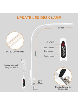 Silhouette LED Masa Lambası, Kelepçeli Salıncak Kolu Masa Lambası, Esnek Deve Boynu Görevi Göze Duyarlı Mimar Işığı Beyaz (Yurt Dışından)