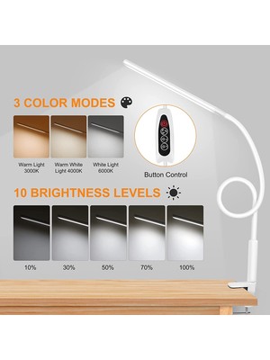 Silhouette LED Masa Lambası, Kelepçeli Salıncak Kolu Masa Lambası, Esnek Deve Boynu Görevi Göze Duyarlı Mimar Işığı Beyaz (Yurt Dışından)