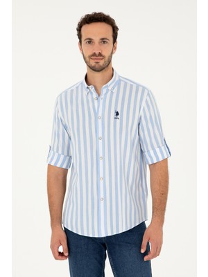U.S. Polo Assn. Erkek Mavi Gömlek Desenli 50288316-VR036