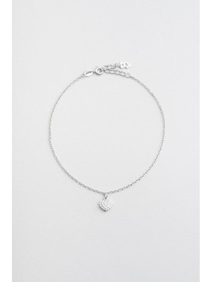 So CHIC Minimal Kalp 18 Ayar Beyaz Altın Kaplama 24 Cm Gümüş Hal Hal