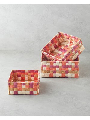 English Home Modern Square Kağıt Ip Sepet 22X22X10CM Turuncu