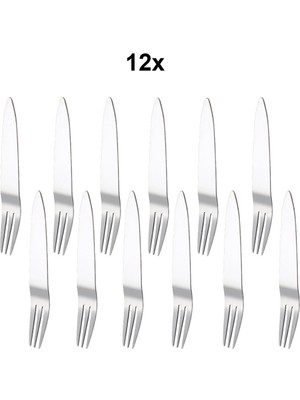 Chavin Paslanmaz Çelik 12 Adet 11,5 cm Üç Dişli  Meyve Tatlı ve Kek Çatalı CIN745BY-12