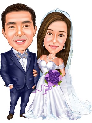 Özcan Tasarım Kişiye Özel Gelin Damat Biblosu - Karikatür Biblo 2