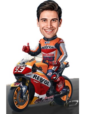 Özcan Tasarım Kişiye Özel Erkek Motorcu Biblosu - Karikatür Biblo 2