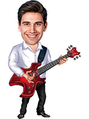Özcan Tasarım Kişiye Özel Erkek Gitar Biblosu - Karikatür Biblo