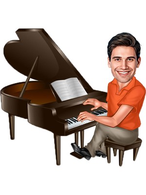 Özcan Tasarım Kişiye Özel Erkek Piyano Biblosu - Karikatür Biblo