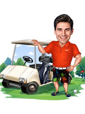 Özcan Tasarım Kişiye Özel Erkek Golf Biblosu - Karikatür Biblo