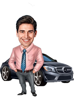 Özcan Tasarım Kişiye Özel Erkek Araba Biblosu - Karikatür Biblo