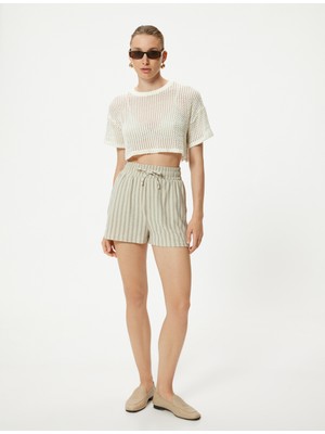 Koton Mini Yüksek Bel Şort Beli Bağlamalı