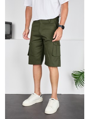 Frankess Jeans Erkek Kargo Cepli Gabardin Şort