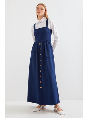 Bigdart 2490 Uzun Salopet Elbise - Lacivert