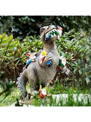 Rainbow Cüceler Dinozorlara Karşı Reçine Süsler Açık Bahçe Dekorasyon El Sanatları (Yurt Dışından)