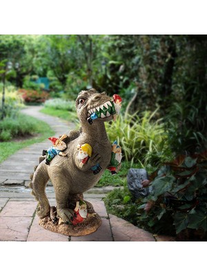 Rainbow Cüceler Dinozorlara Karşı Reçine Süsler Açık Bahçe Dekorasyon El Sanatları (Yurt Dışından)