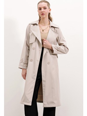 Bigdart 5918 Kruvaze Yaka Trençkot - Bej