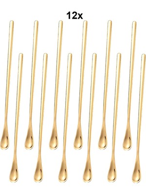 Chavin 304 Çelik 12 Adet 19 cm Kokteyl Kahve Latte Karıştırma Barmen Kaşığı CIN758SR-12