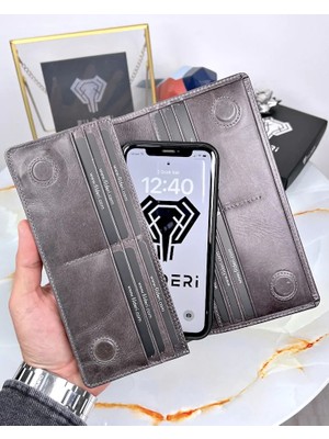 Fil Deri Telefon Bölmeli Cüzdan Deri El Tutamaçlı