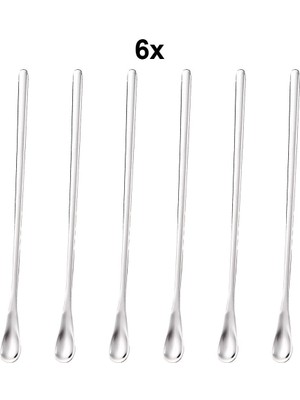 Chavin 304 Çelik 6 Adet 19 cm Kokteyl Kahve Latte Karıştırma Barmen Kaşığı CIN758BY