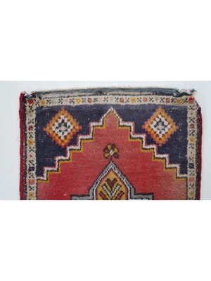 DesignEv 56X98 cm El Dokuma Nostaljik Küçük Boy Anadolu Kilim Oryantal Kilim Oturma Odası Banyo