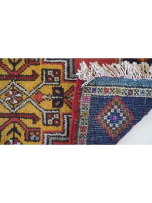 DesignEv 56X98 cm El Dokuma Nostaljik Küçük Boy Anadolu Kilim Oryantal Kilim Oturma Odası Banyo