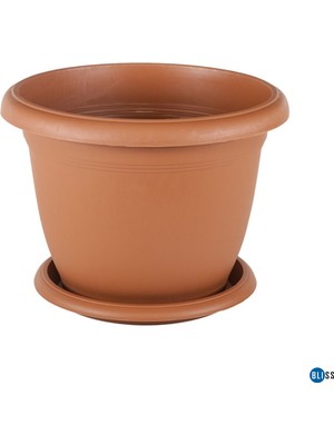Bliss Kiremit Dekoratif Tabaklı Orta Boy Villa Saksı 5 Lt