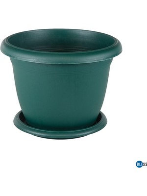 Bliss Yeşil Dekoratif Tabaklı Orta Boy Villa Saksı 5 Lt