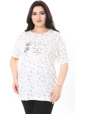 Şans Kadın Büyük Beden Kemik Bisiklet Yakalı Kısa Kollu Bluz 65N38007