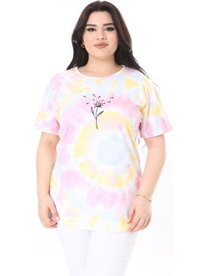 Şans Kadın Büyük Beden Gül Kurusu Bisiklet Yakalı Kısa Kollu Bluz 65N38006