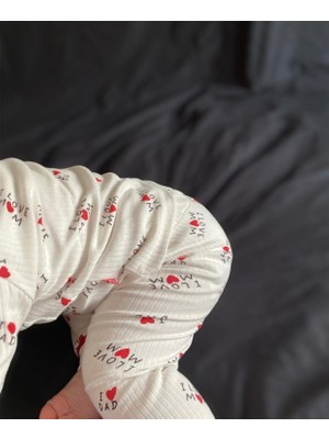 Minizade I Love Mom Yazılı Kız Bebek/çocuk Pijama Takım