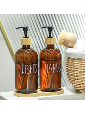 binbirdemet 2’li Amber Bambu Standlı Hands&dishes Sıvı Sabunluk Seti