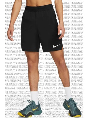 Nike Pro Dri Fit Flex Vent Max 8 Inch Shorts Fermuarlı Erkek Antrenman Şortu Siyah