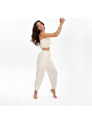 Husufi Naturel Müslin Croptop