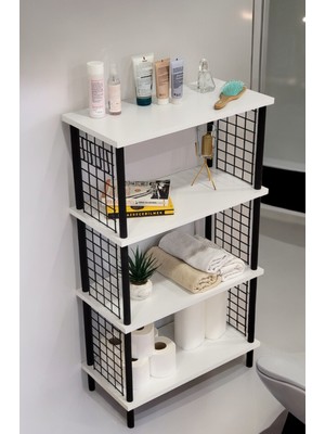 Peka Yüksek Kalite Banyo Düzenleyici 4 Raflı Banyo Dolabı Çok Amaçlı Dolap Geniş Kitaplık Mutfak Rafı
