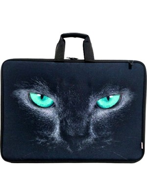 Glanart Askılı, Fermuarlı 35X50 Resim Çantası Su Geçirmez Ketenli Kumaş 35X50 Proje Çantası Kedi Yüz