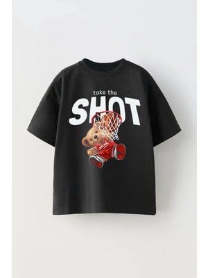 Coccolin Basketbolcu Ayıcık Baskılı Oversize Çocuk T-Shirt Tişört