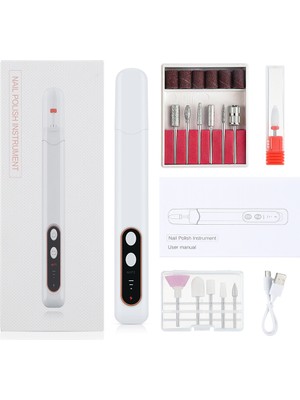 Ceymstech USB Şarjlı Elektrikli Tırnak Parlatıcı Matkap Uçları Profesyonel Törpü Cihazı LED Işık