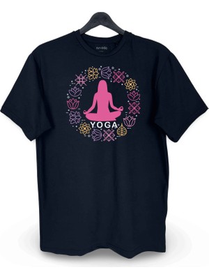 nirvoda Pembe Yoga Baskılı Loose Fit Bisiklet Yaka Unisex Tişört