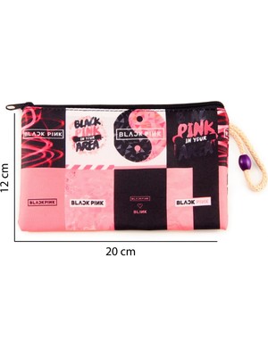 By Bag Blackpink K-Pop Desenli Kalemlik Fermuarlı Makyaj Çantası Orta Boy 12CM x 20CM