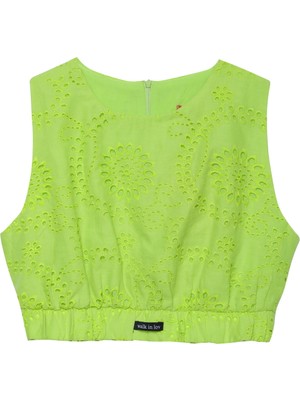 Quzu Fisto Detaylı Halter Yaka Crop Bluz Yeşil