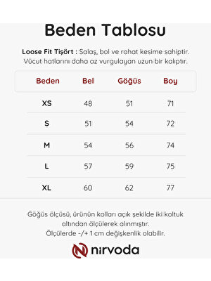 nirvoda Kaslı Ayı Baskılı Loose Fit Bisiklet Yaka Tişört