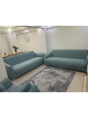 Amor Home Amorhome Mint 3-3-1-1 Lastikli Jakarlı Koltuk Örtüsü - Kanepe Örtüsü Takımı 180 x 230 Esnek, 4 Parça