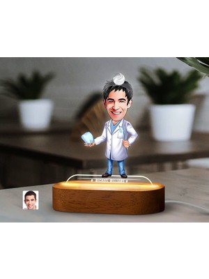 Bk Gift Kişiye Özel Erkek Diş Doktoru Karikatürlü Dekoratif 3D Biblo LED Işıklı Gece Lambası-1, Arkadaşa Hediye