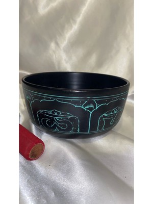 Rahan Tibet Çanağı Çanı Kasesi Meditasyon Çanı Yoga Çanı Tibet Singing Bowl 7 Element 19 cm Çap Siyah