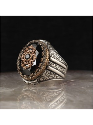 Ksr Moda Ksrmoda Kalem Işçilikli Zirkon Taşlı 925 Ayar Erkek Gümüş Yüzük